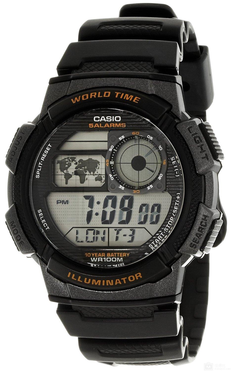 挂钟手表 casio 卡西欧 regular普通系列 ae-1000w-1avdf 十年电力男