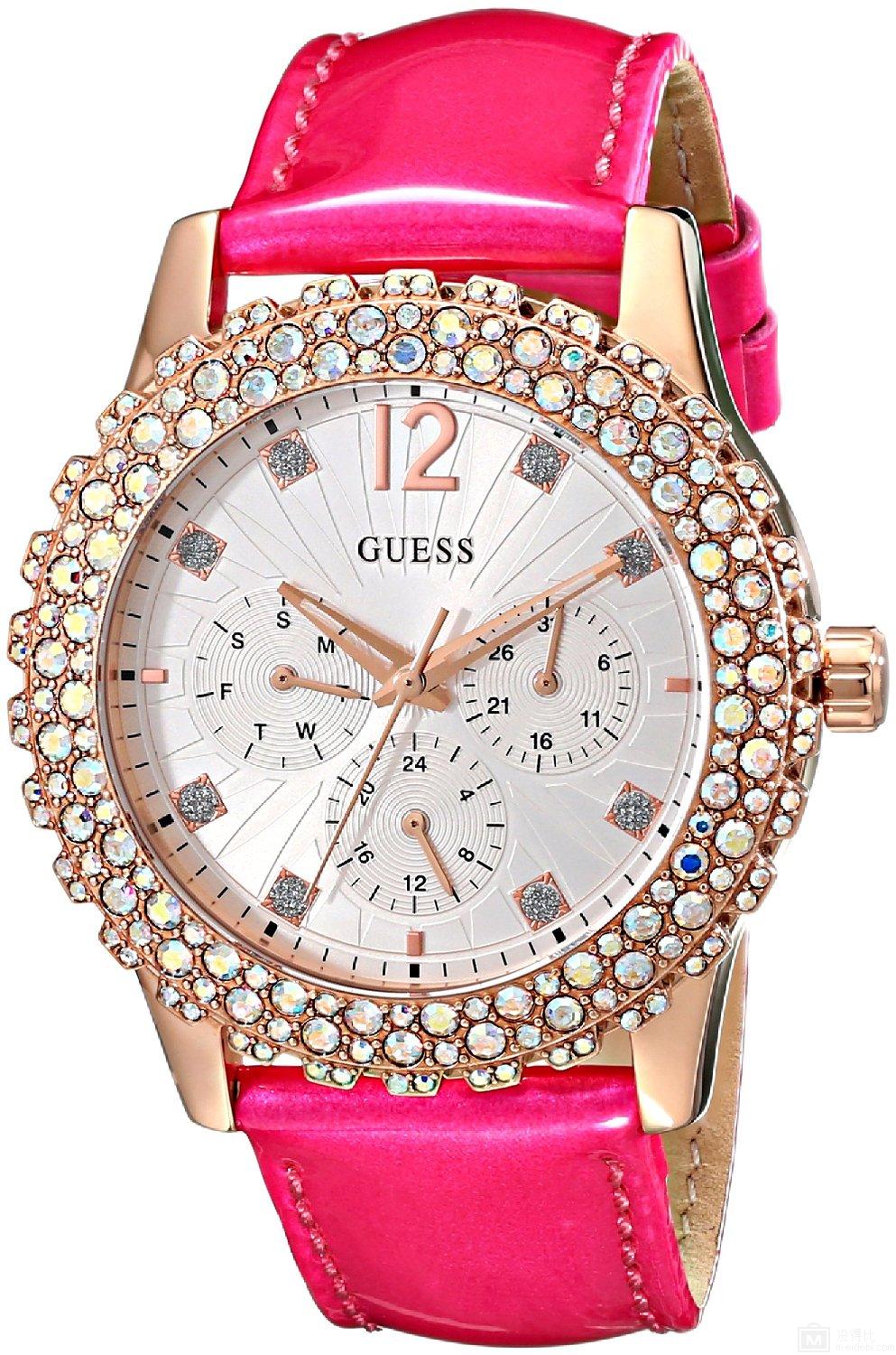 海淘 钟表镜饰 挂钟手表 > guess 盖尔斯 u0336l5 水钻玫瑰镀金玫红